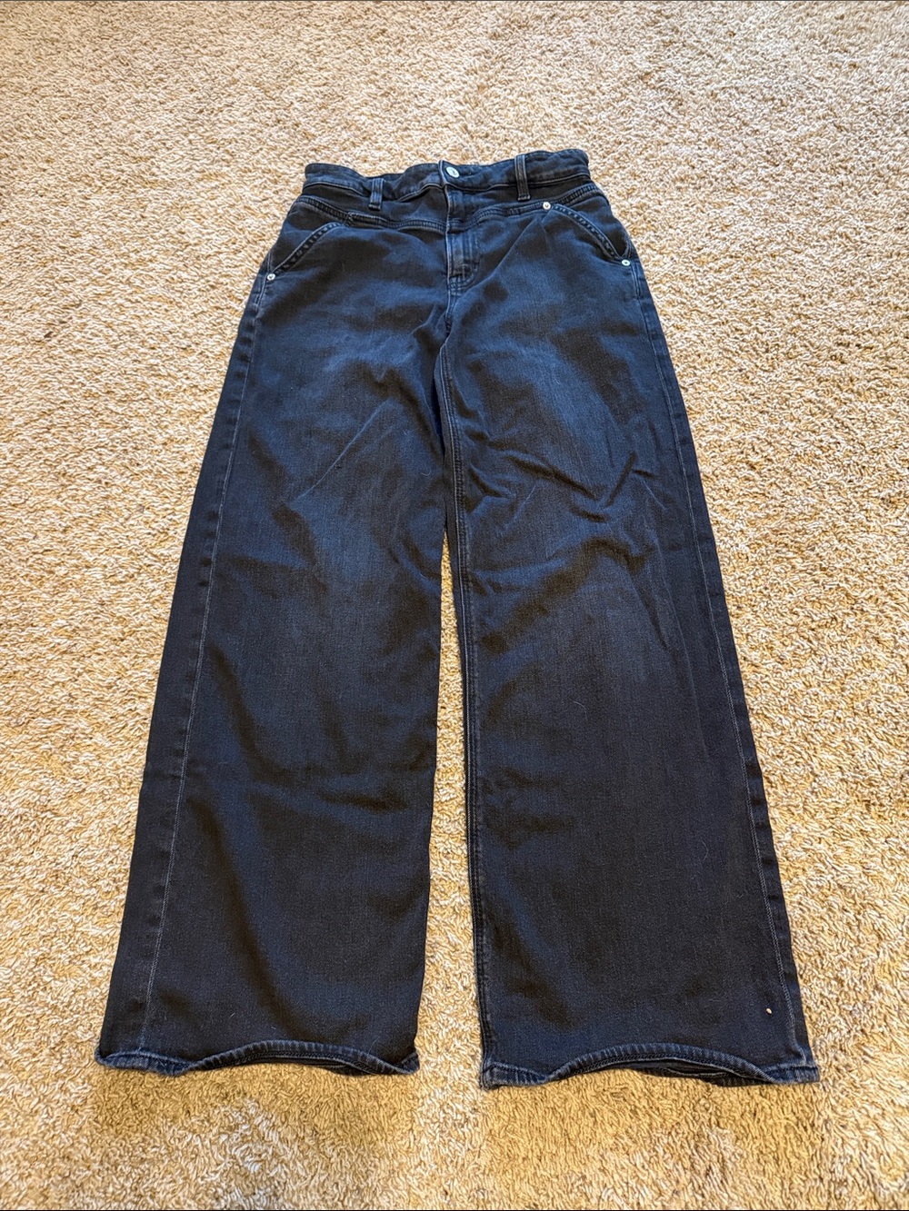 Women’s American Eagle Black High Rise Baggy Wide Leg Jeans Size 2
